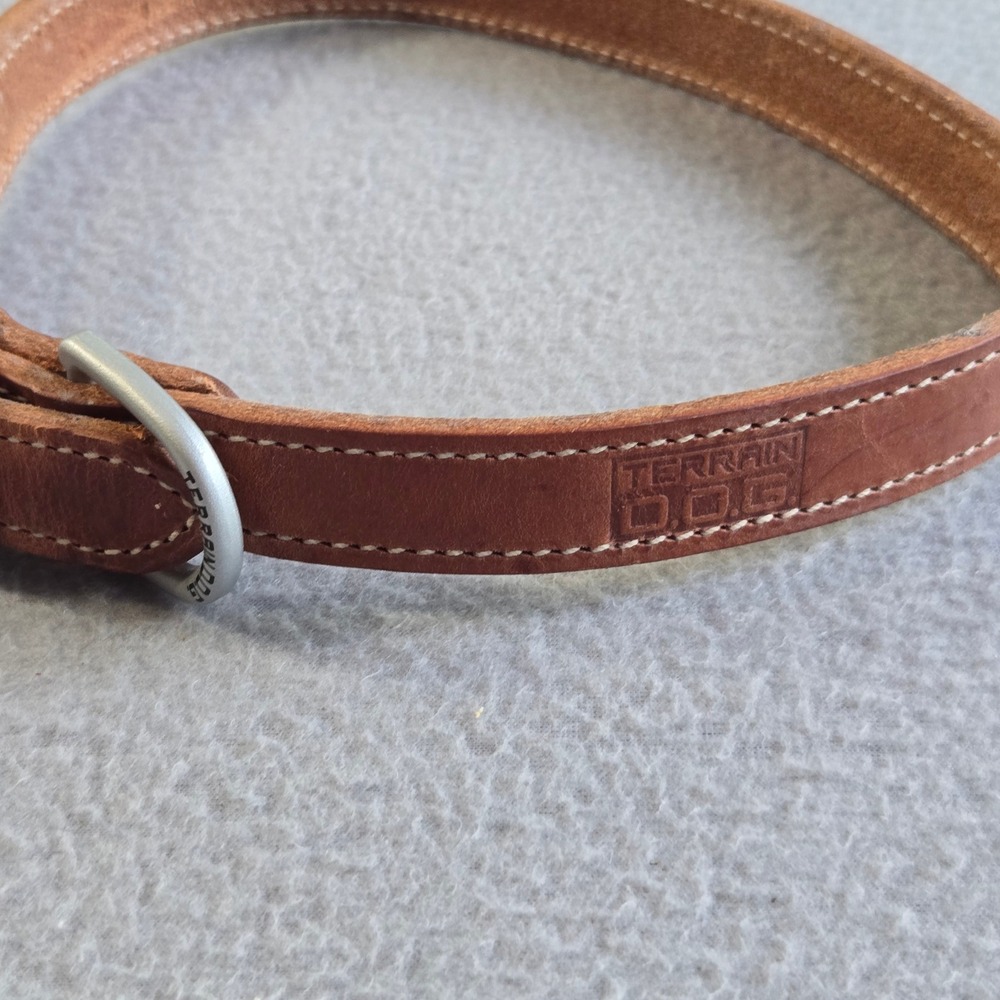 Terrain‎ D.O.G. Leather Dog Collar Unisex 23" Brown Rugged Buckle D-Ring